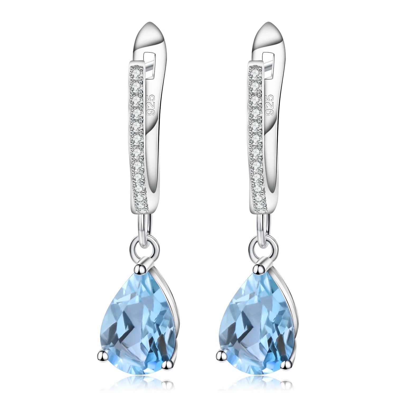925 Sterling Silver Natural Gemstone Drop Earrings – Elegant Fine Jewelry for Women | Multiple Gem Colors