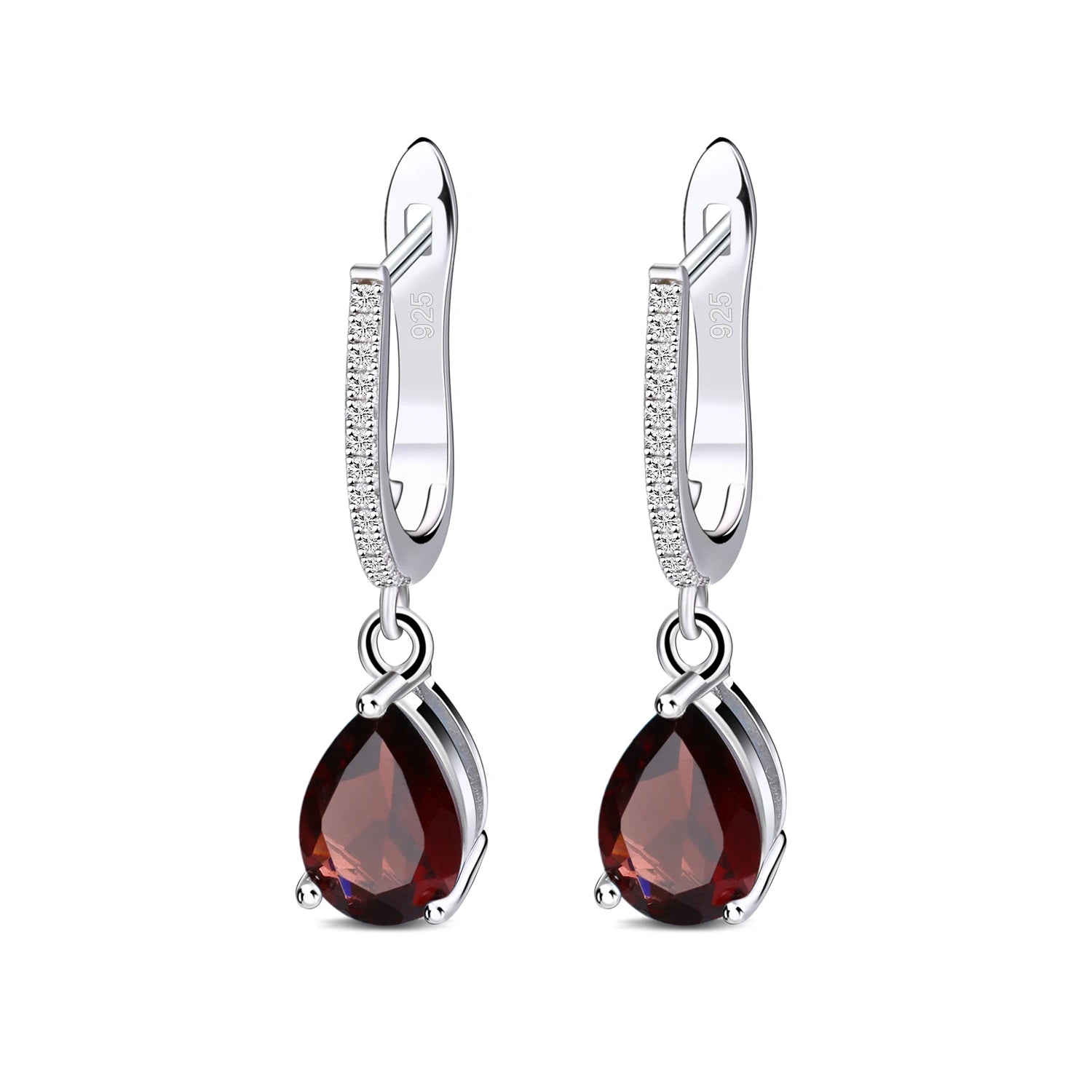 925 Sterling Silver Natural Gemstone Drop Earrings – Elegant Fine Jewelry for Women | Multiple Gem Colors
