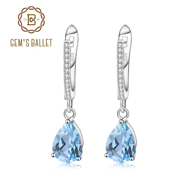 925 Sterling Silver Natural Gemstone Drop Earrings – Elegant Fine Jewelry for Women | Multiple Gem Colors