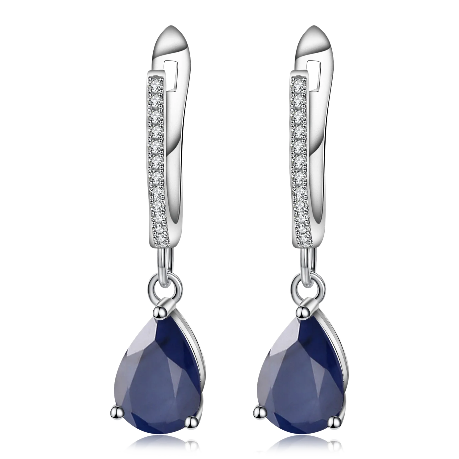 925 Sterling Silver Natural Gemstone Drop Earrings – Elegant Fine Jewelry for Women | Multiple Gem Colors