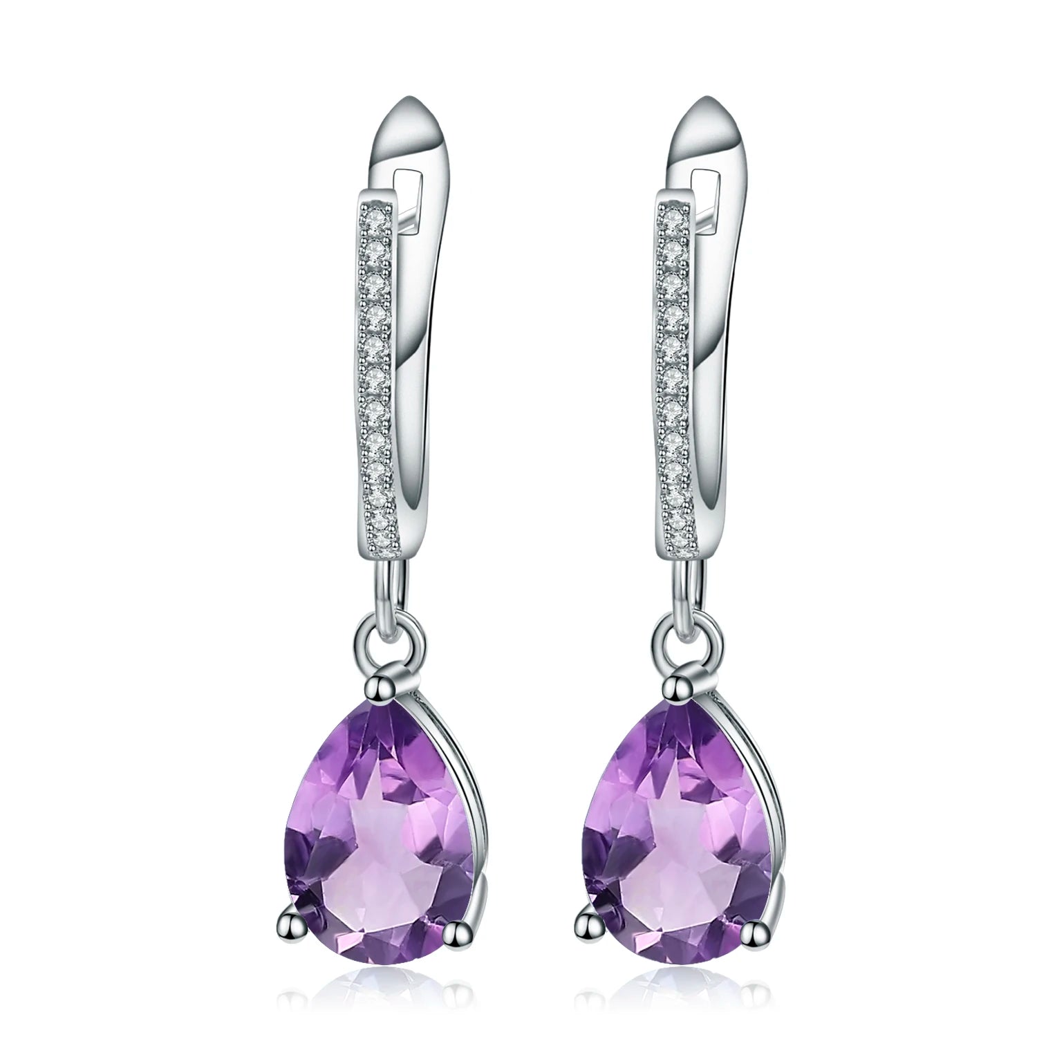 925 Sterling Silver Natural Gemstone Drop Earrings – Elegant Fine Jewelry for Women | Multiple Gem Colors
