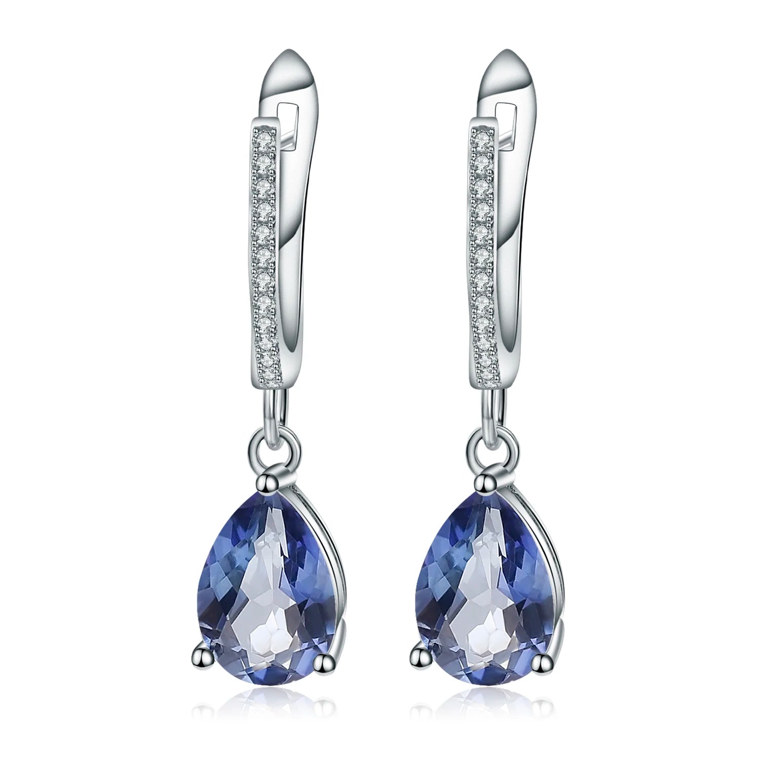 925 Sterling Silver Natural Gemstone Drop Earrings – Elegant Fine Jewelry for Women | Multiple Gem Colors