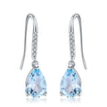 925 Sterling Silver Natural Gemstone Drop Earrings – Elegant Fine Jewelry for Women | Multiple Gem Colors