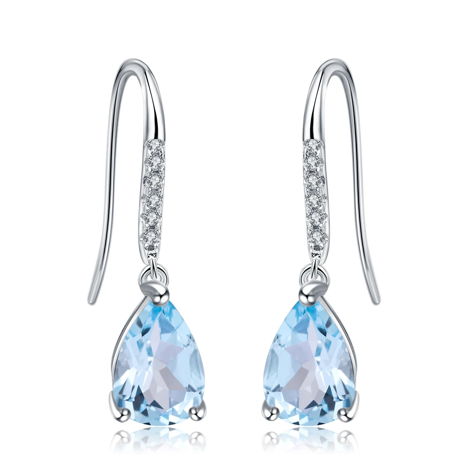 925 Sterling Silver Natural Gemstone Drop Earrings – Elegant Fine Jewelry for Women | Multiple Gem Colors