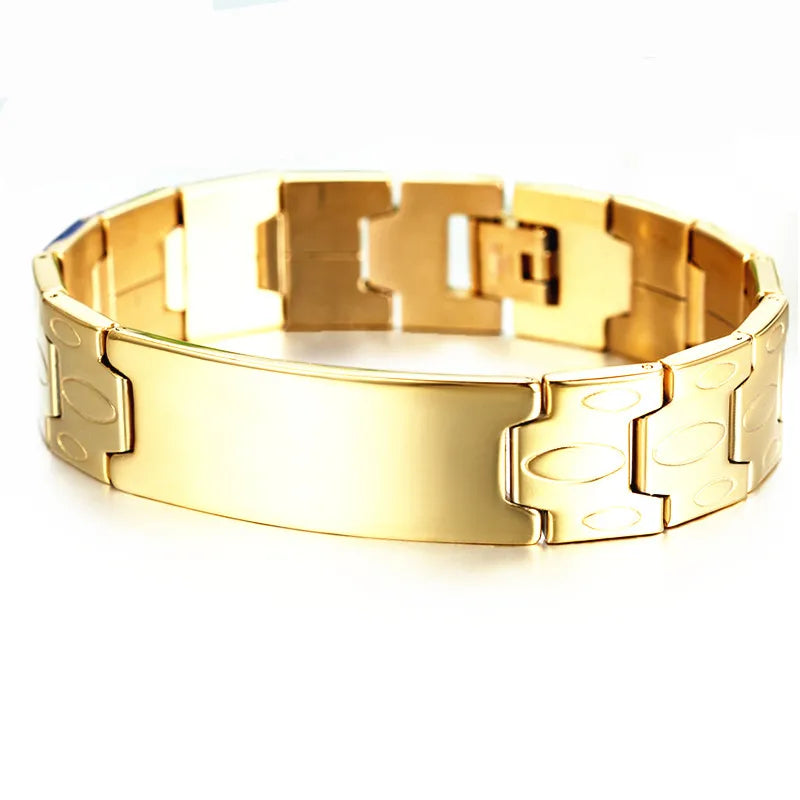 Men's Stainless Steel ID Bracelet – Bold 16mm Link Chain | Gold & Silver