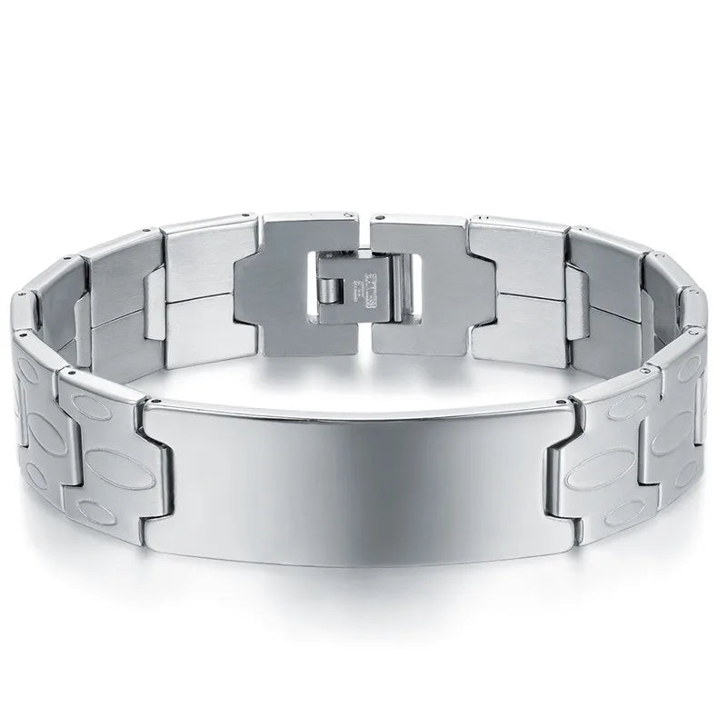 Men's Stainless Steel ID Bracelet – Bold 16mm Link Chain | Gold & Silver