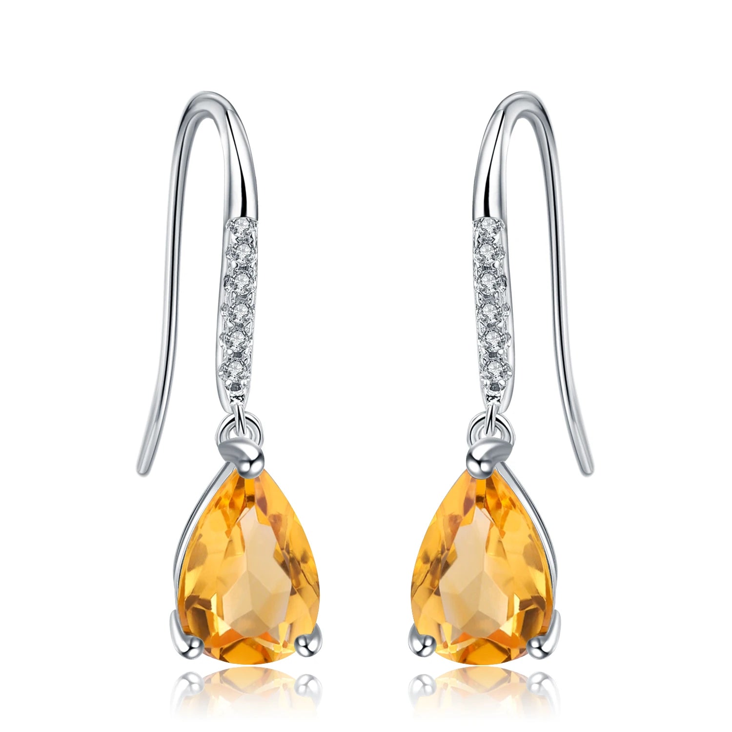 925 Sterling Silver Natural Gemstone Drop Earrings – Elegant Fine Jewelry for Women | Multiple Gem Colors