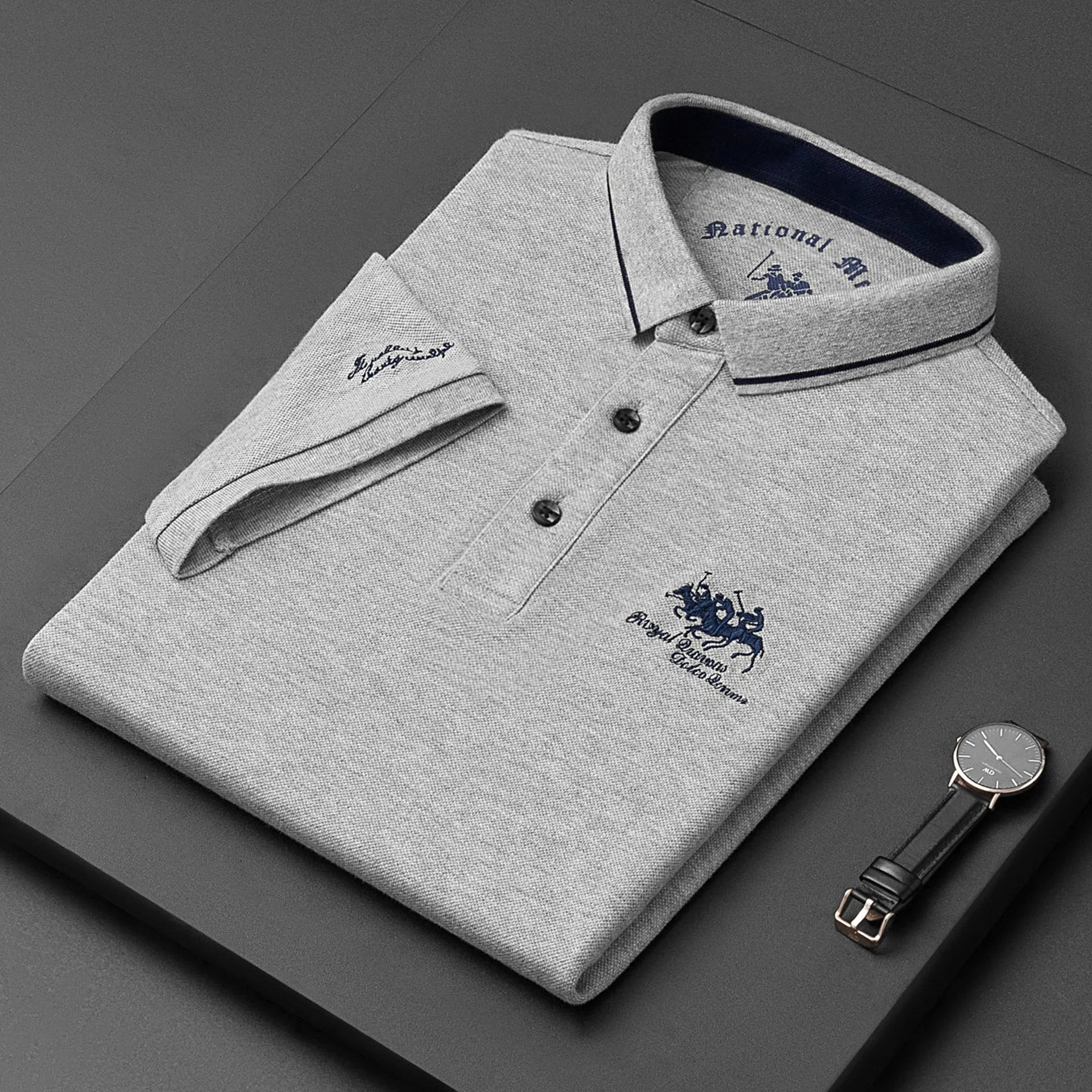 Men's Embroidered Cotton Polo Shirt