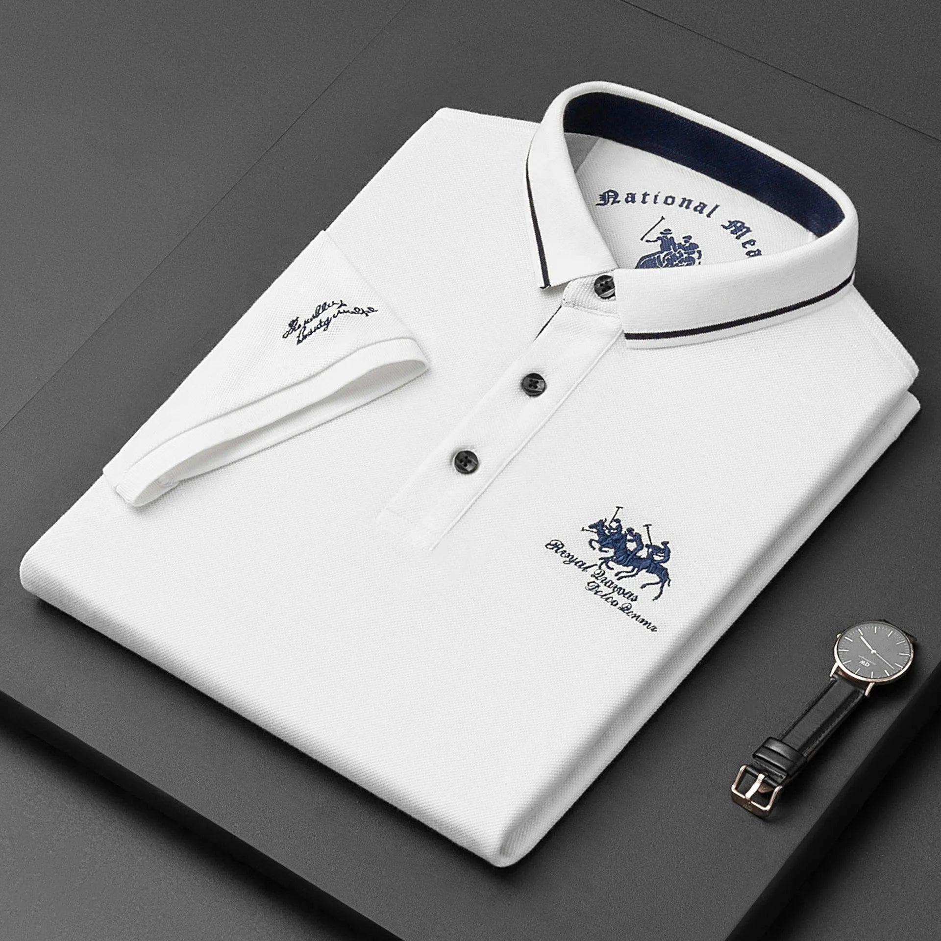 Men's Embroidered Cotton Polo Shirt