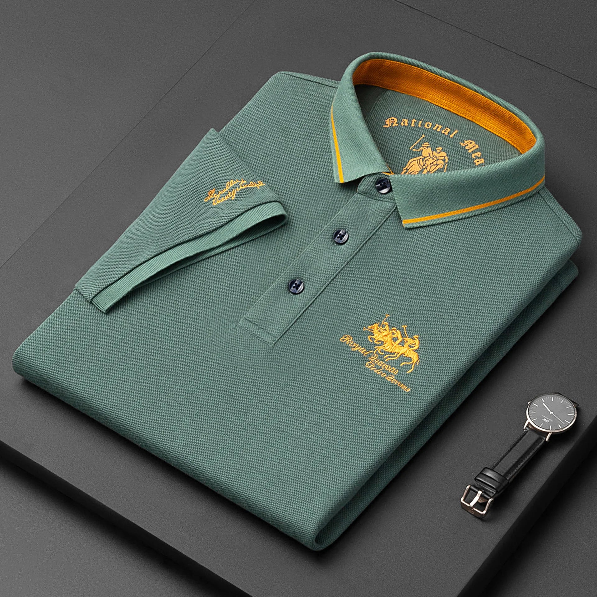 Men's Embroidered Cotton Polo Shirt