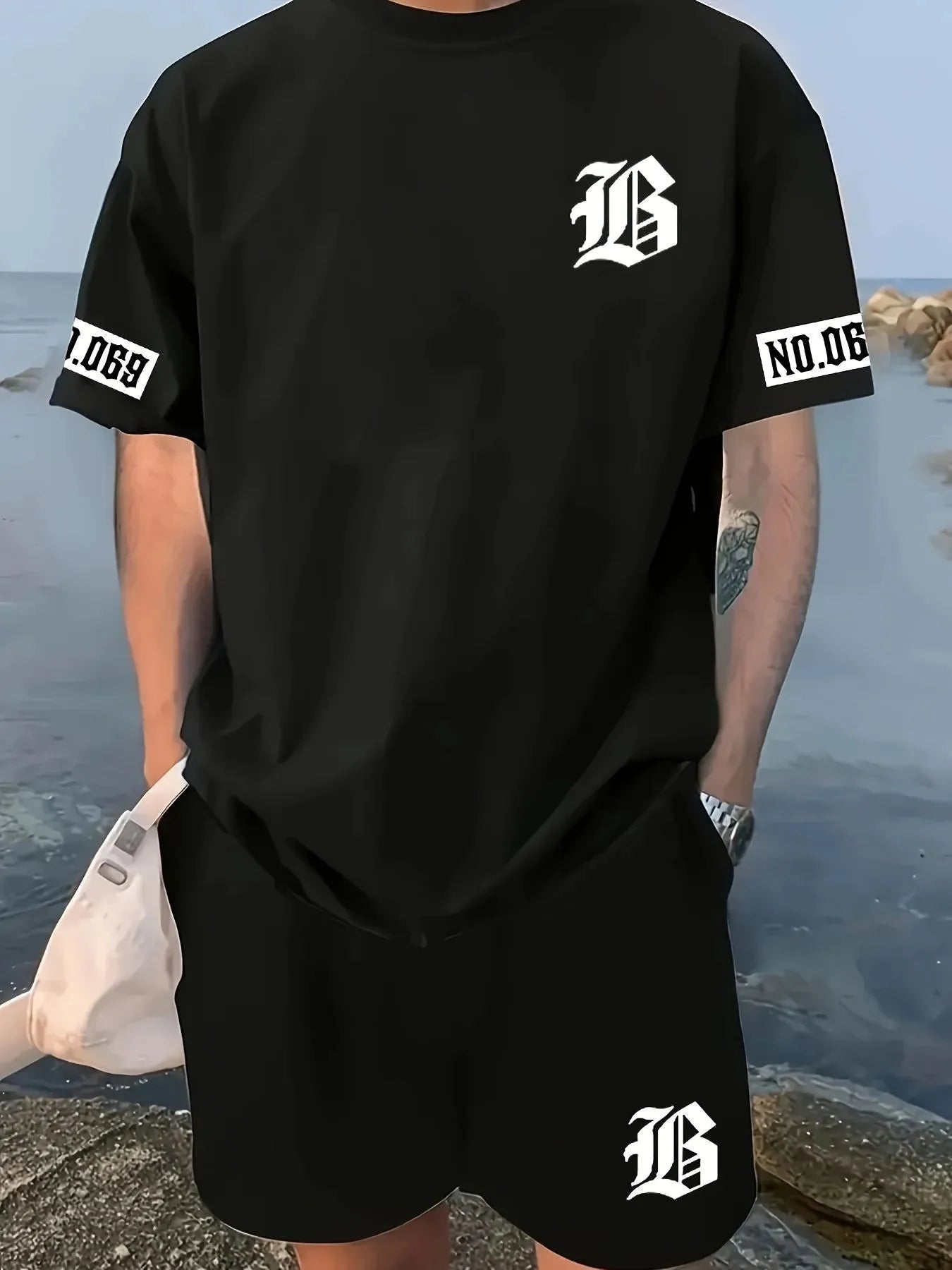 Men's Letter Print T-Shirt & Shorts Matching Set | Casual Summer Outfit