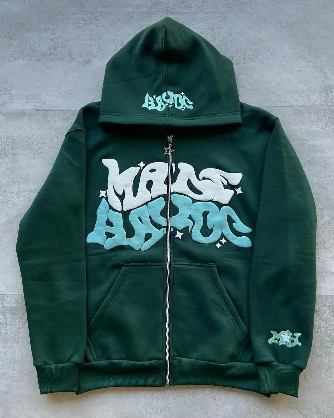 Men's Y2K Zip-Up Hoodie | Retro American Graphic Streetwear Jacket
