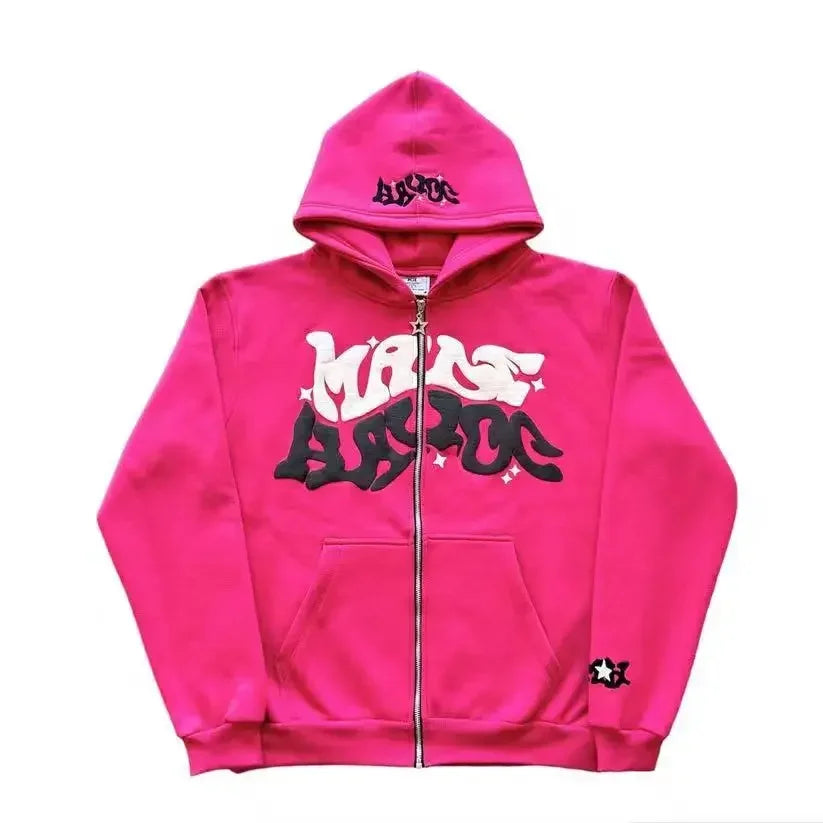Men's Y2K Zip-Up Hoodie | Retro American Graphic Streetwear Jacket