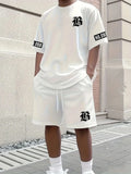 Men's Letter Print T-Shirt & Shorts Matching Set | Casual Summer Outfit