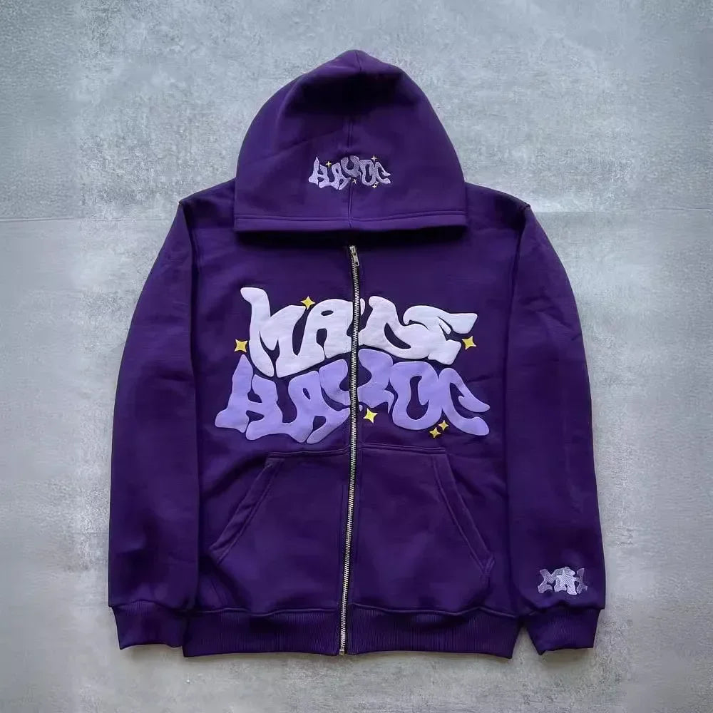 Men's Y2K Zip-Up Hoodie | Retro American Graphic Streetwear Jacket