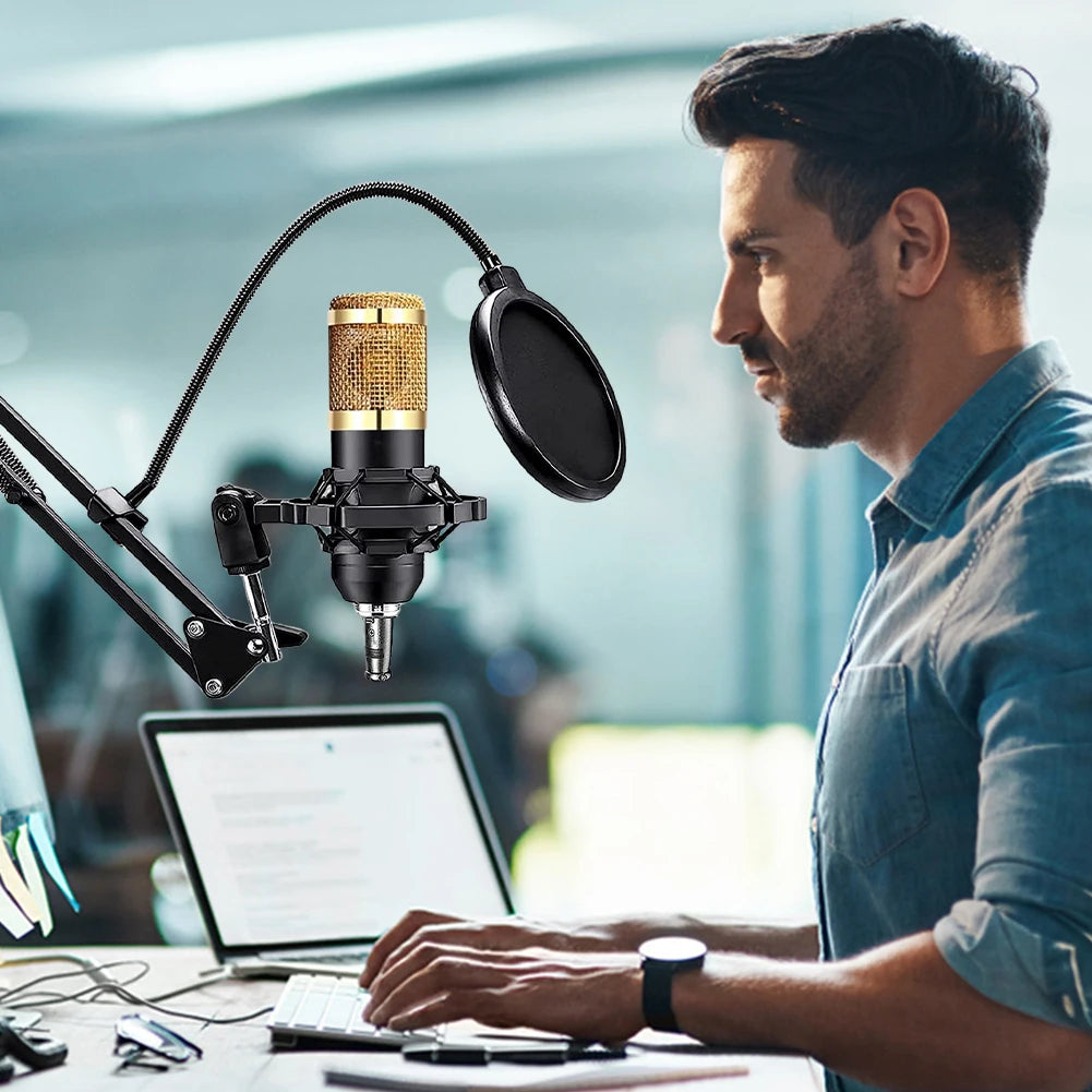 BM800 Condenser Microphone & V8 Sound Card Podcast Kit – Professional Audio Bundle for Streaming, Recording & Live Broadcasting