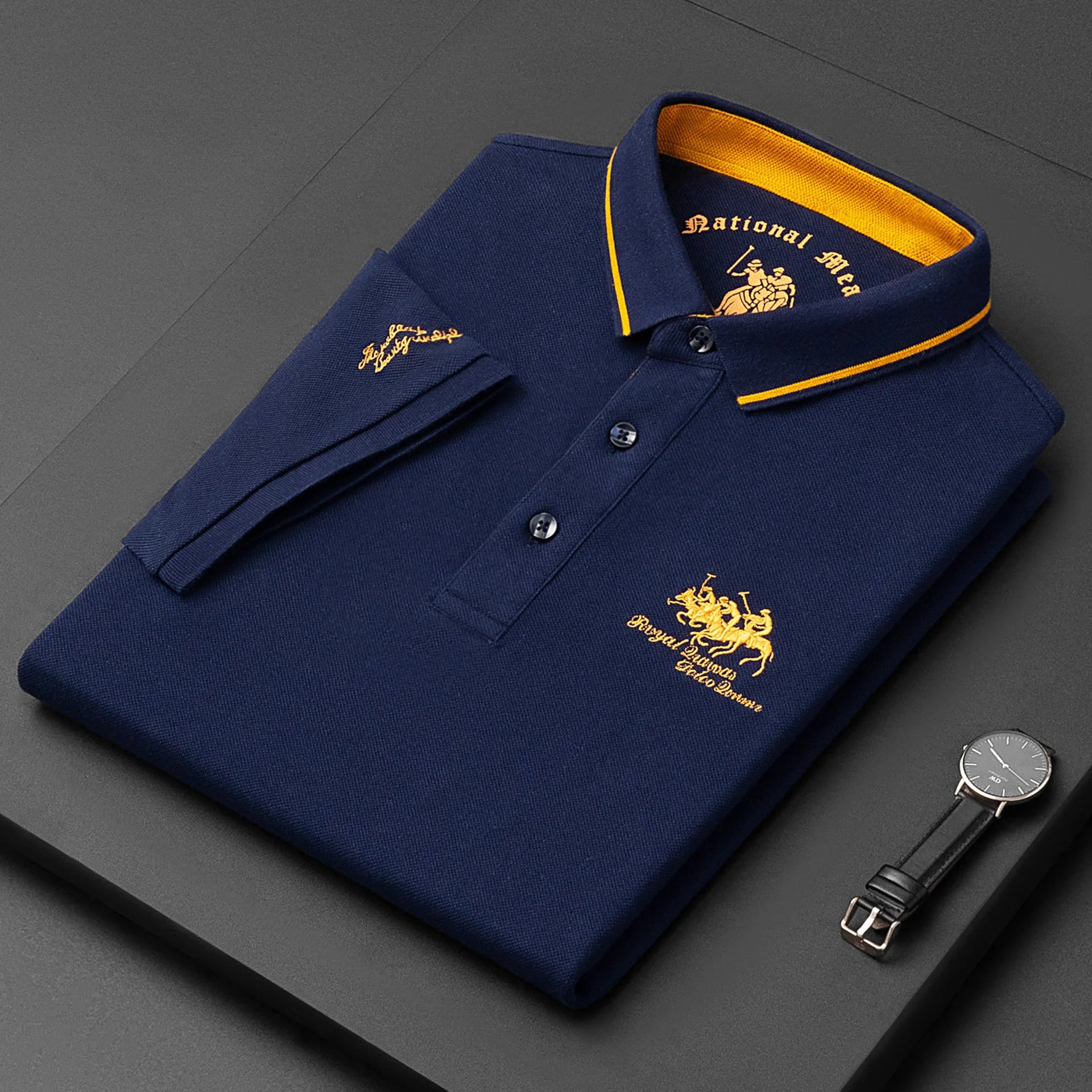 Men's Embroidered Cotton Polo Shirt