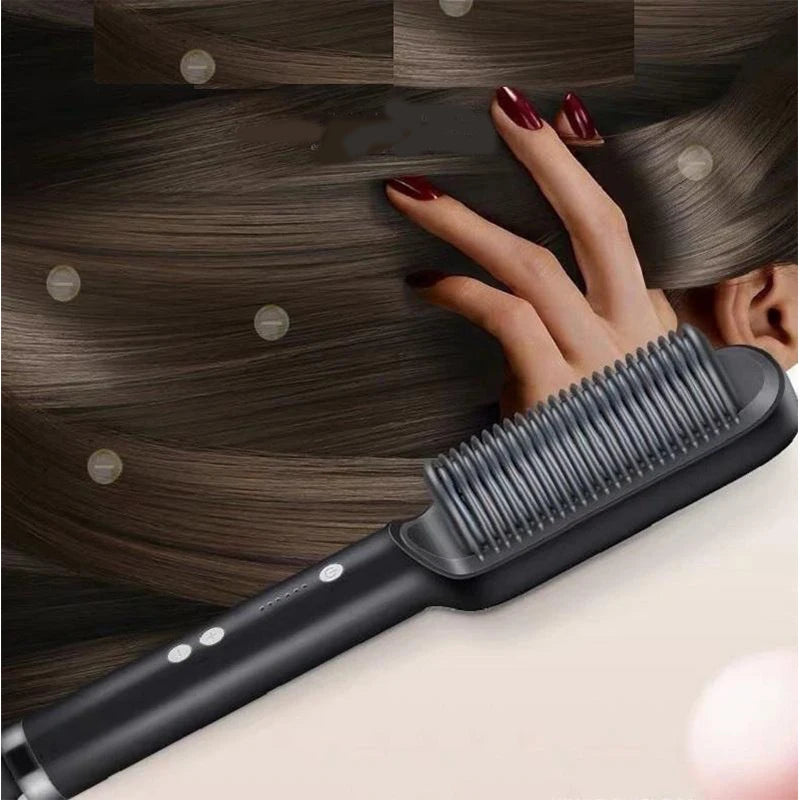 2-in-1 Hair Straightener Brush – Smooth & Straight Hair in Minutes