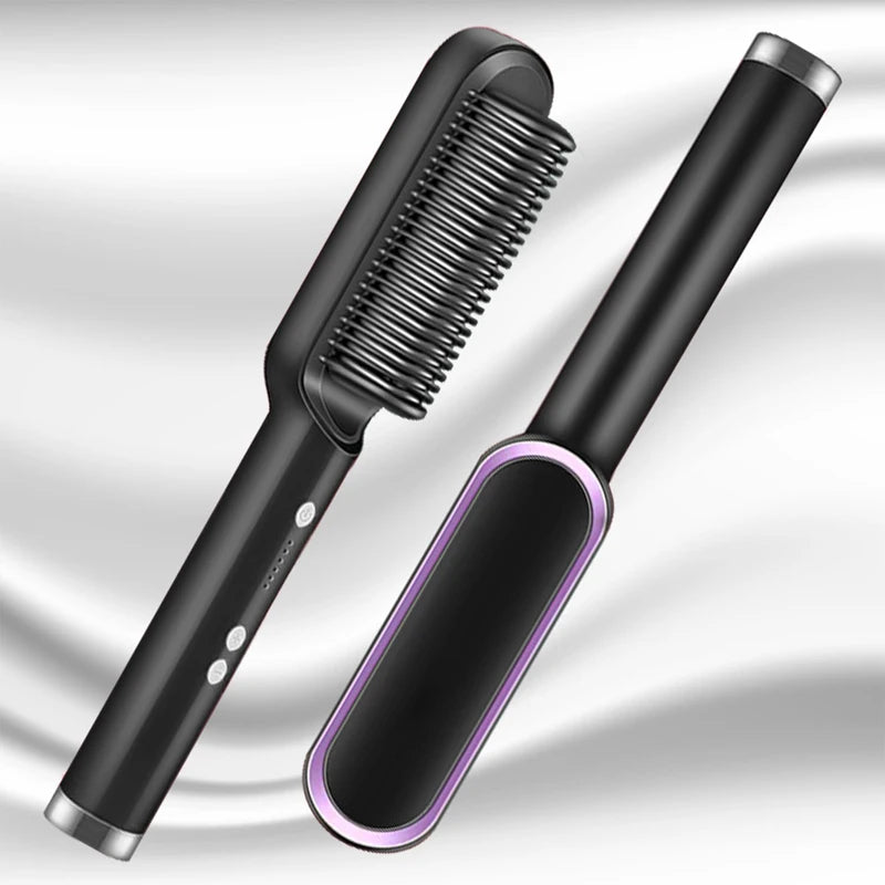 2-in-1 Hair Straightener Brush – Smooth & Straight Hair in Minutes