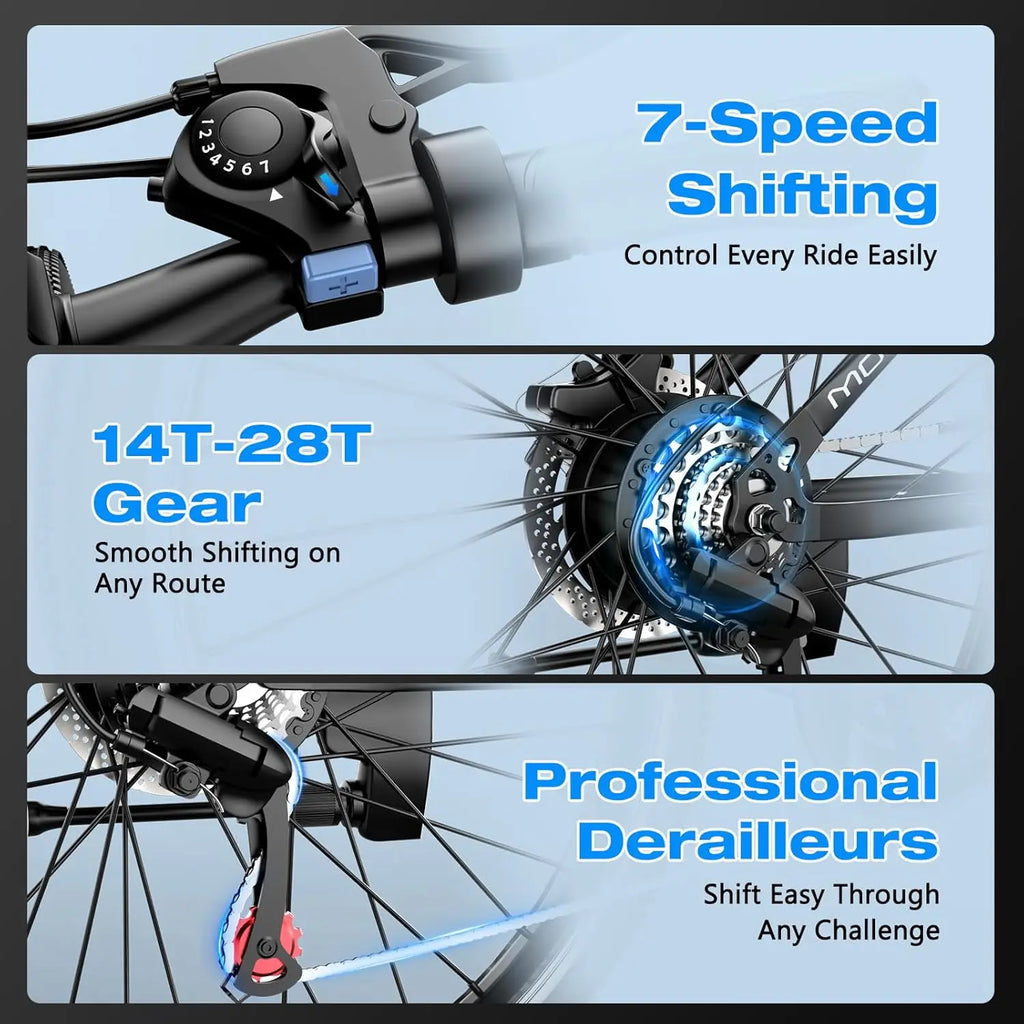 Electric Mountain Bike for Adults – 1500W Peak Motor | 25 MPH | 65-Mile Range | 48V 10Ah Battery