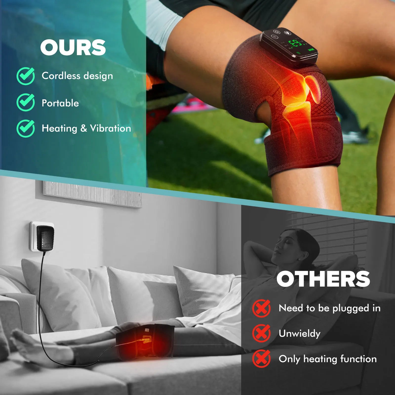3-in-1 Electric Heating Knee Massager – Vibration Therapy for Knee, Shoulder & Elbow Pain Relief
