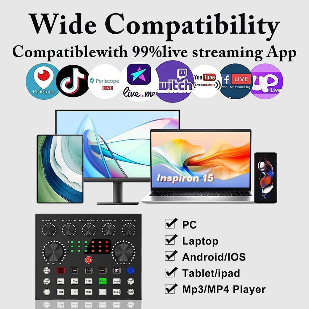 BM800 Condenser Microphone & V8 Sound Card Podcast Kit – Professional Audio Bundle for Streaming, Recording & Live Broadcasting