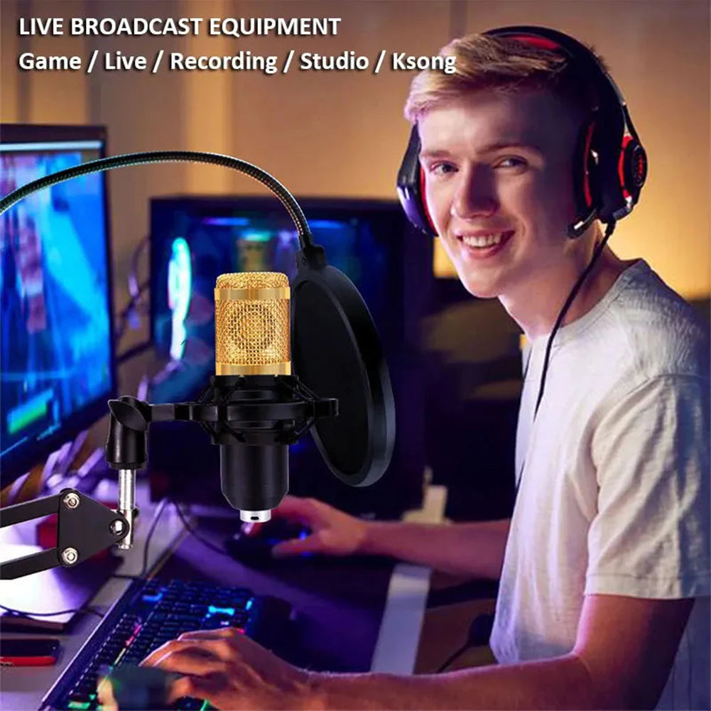 BM800 Condenser Microphone & V8 Sound Card Podcast Kit – Professional Audio Bundle for Streaming, Recording & Live Broadcasting