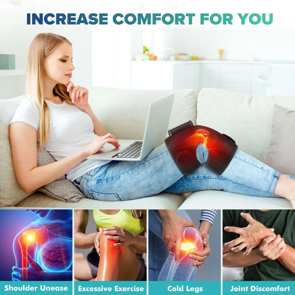 3-in-1 Electric Heating Knee Massager – Vibration Therapy for Knee, Shoulder & Elbow Pain Relief