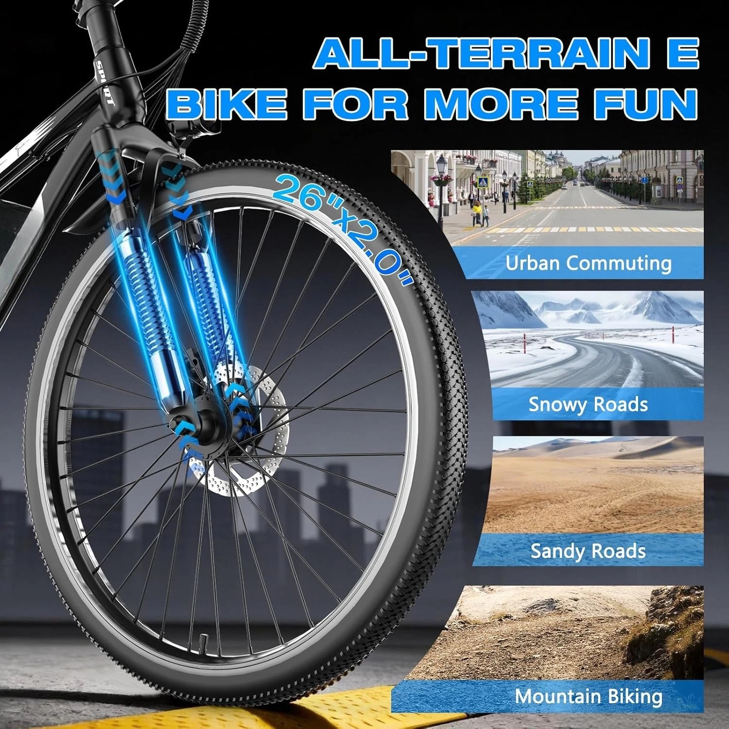 Electric Mountain Bike for Adults – 1500W Peak Motor | 25 MPH | 65-Mile Range | 48V 10Ah Battery