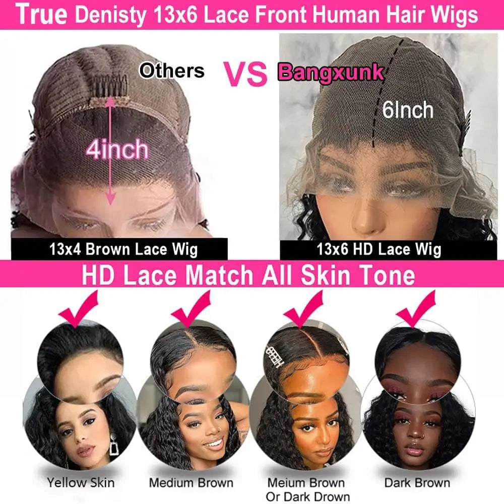 HD Lace Deep Wave Wig – Brazilian Human Hair | 13x4 / 13x6 / 360 Lace | Pre-Plucked for Black Women