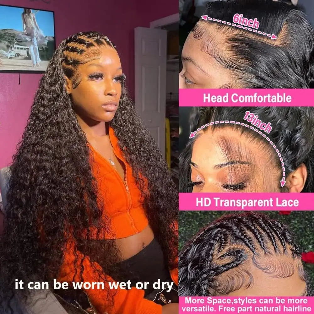 HD Lace Deep Wave Wig – Brazilian Human Hair | 13x4 / 13x6 / 360 Lace | Pre-Plucked for Black Women