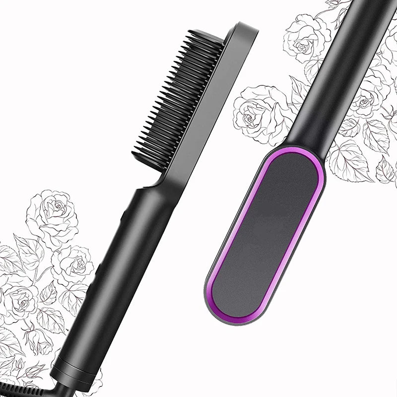 2-in-1 Hair Straightener Brush – Smooth & Straight Hair in Minutes