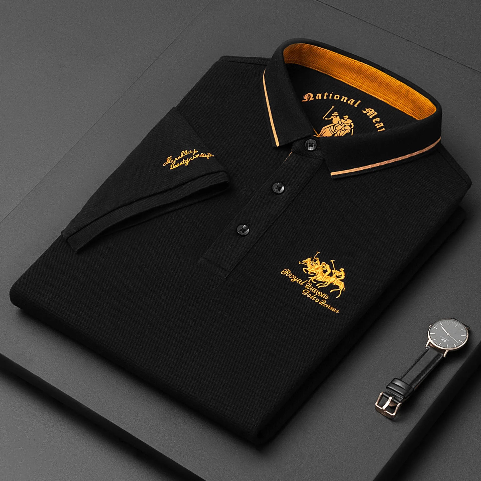 Men's Embroidered Cotton Polo Shirt